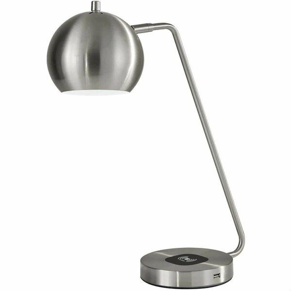 Homeroots Brushed Steel Metal Charge Table Lamp6.5 x 16.5 x 18 in. to 20.5 in. 372746